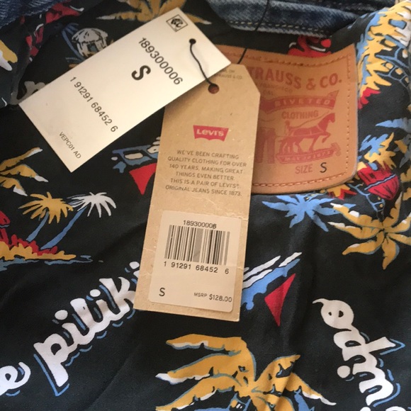 Levi’s Trucker Jean Jacket Waikiki lined sz S - Picture 4 of 10
